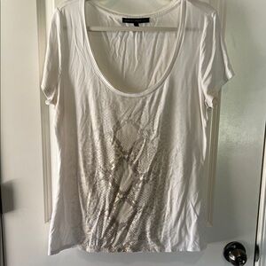 White House Black Market White Sequin Short Sleeve Top